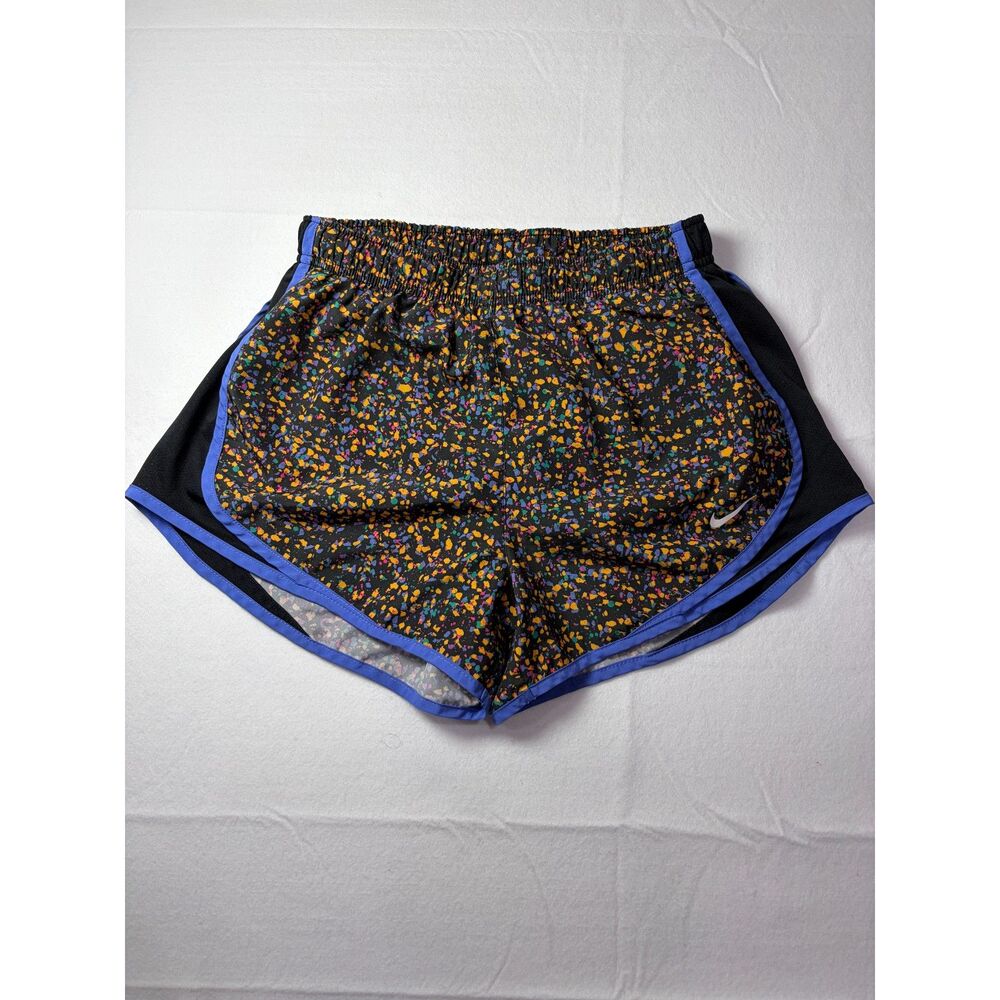 Nike Tempo Dri-FIT Running Shorts Speckle Paint Print Purple Trim Small